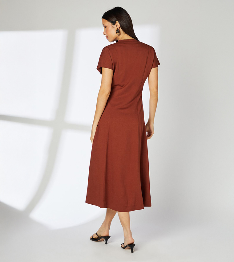 Seam Detail Viscose Midi Dress