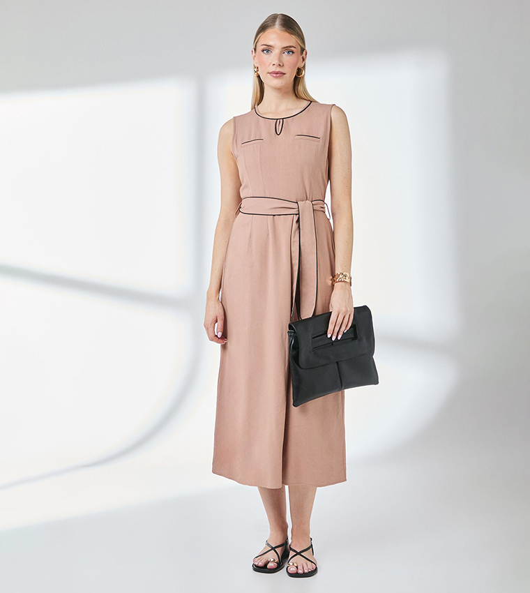 Buy Principles Contrast Detail Belted Utility Midi Dress In Camel