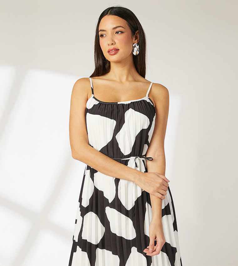 Geo Printed Strappy Midi Dress
