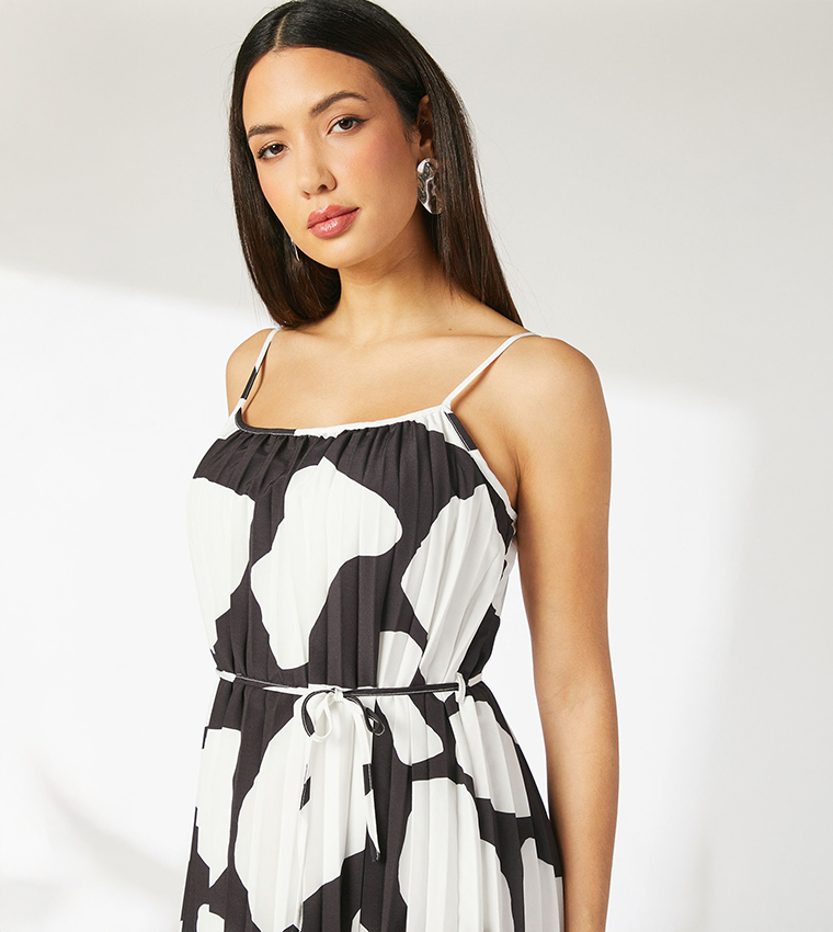 Geo Printed Strappy Midi Dress