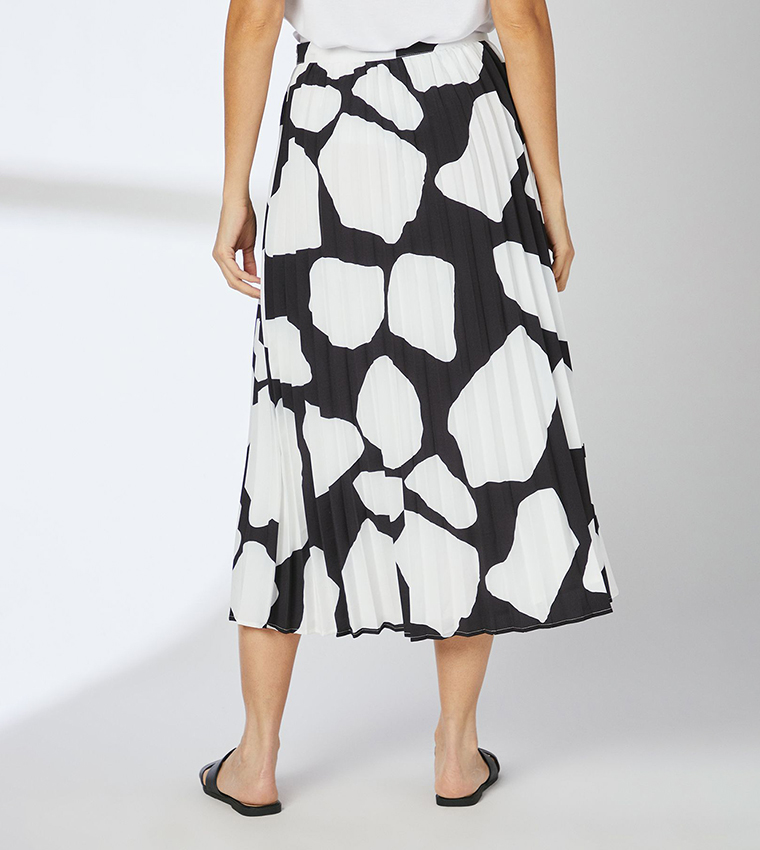Printed Pleated Midi Skirt