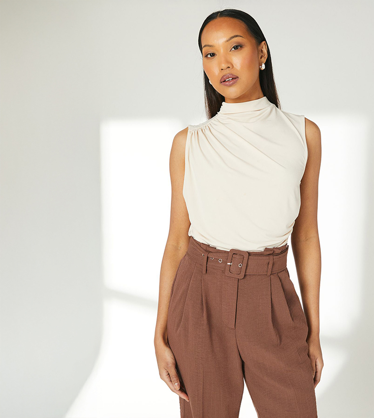 Ruched Sleeveless Jersey Top