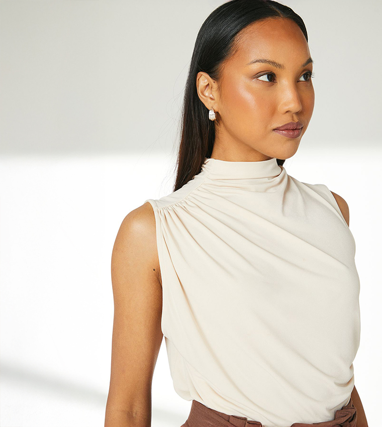 Ruched Sleeveless Jersey Top