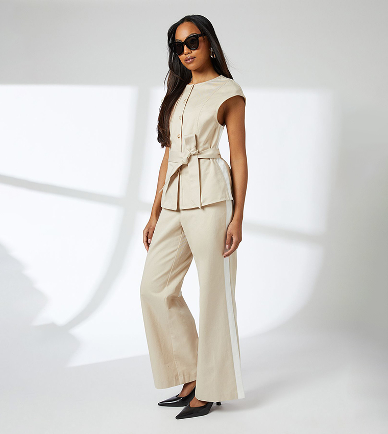 Belted Button Detail Waistcoat