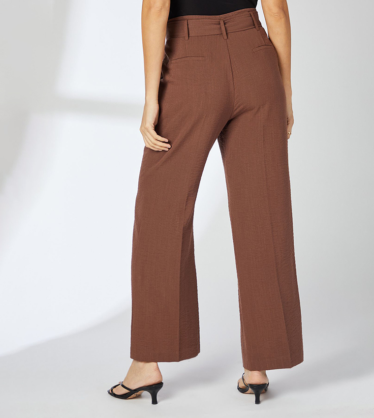 Belt Detail Straight Fit Trousers