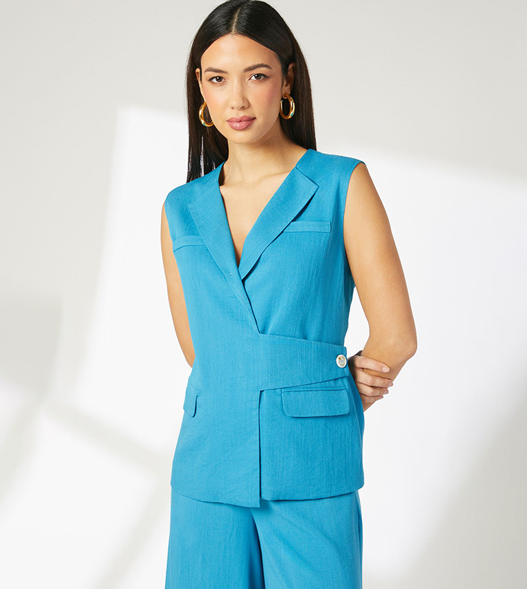 Tie Detail Sleeveless Blazer