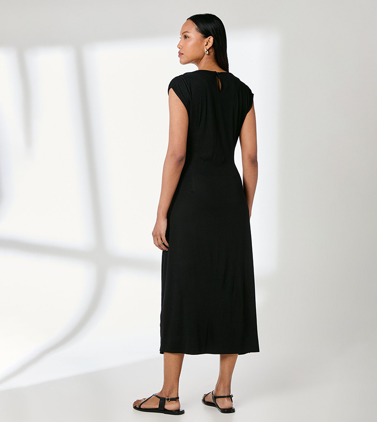 Buckle Detail Jersey Midi Dress