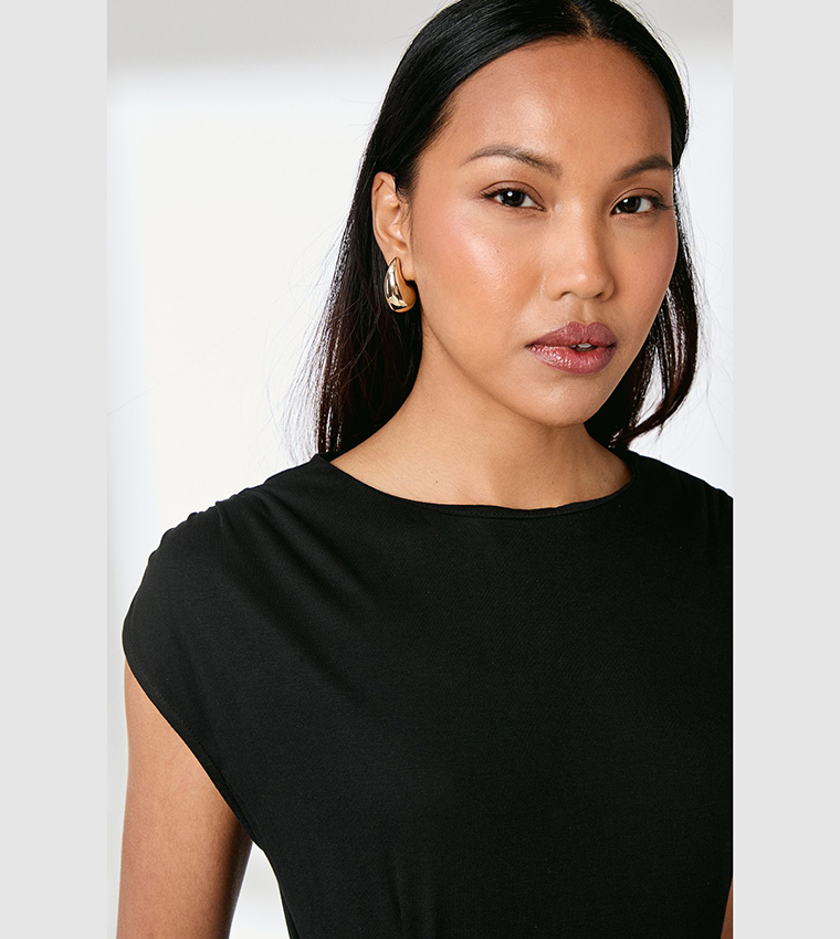 Buckle Detail Jersey Midi Dress