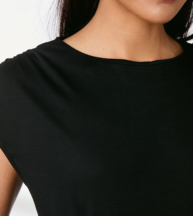 Buckle Detail Jersey Midi Dress