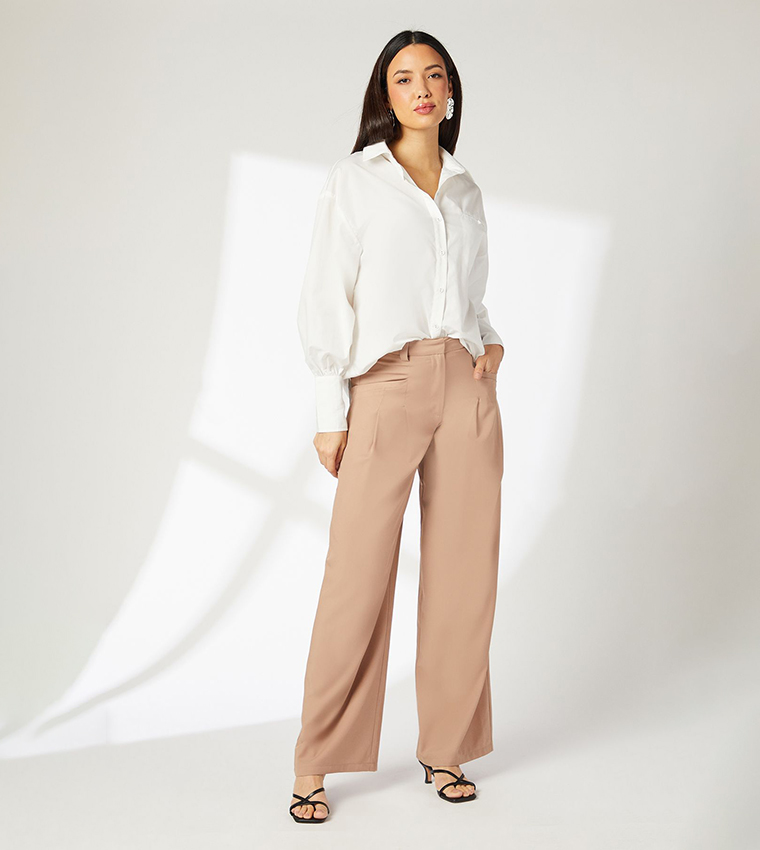 Pocket Detail Wide Leg Trousers
