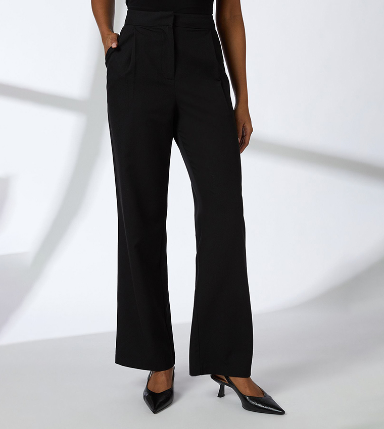 Button Closure Straight Fit Trousers