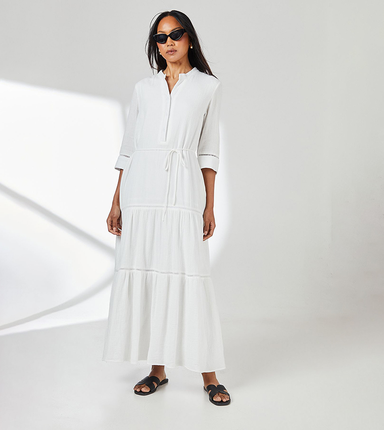 Gauze Full Midaxi Shirt Dress