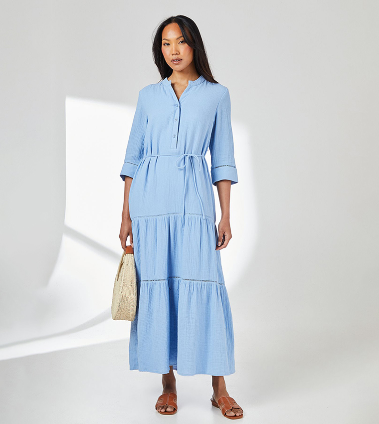 Gauze Full Midaxi Shirt Dress