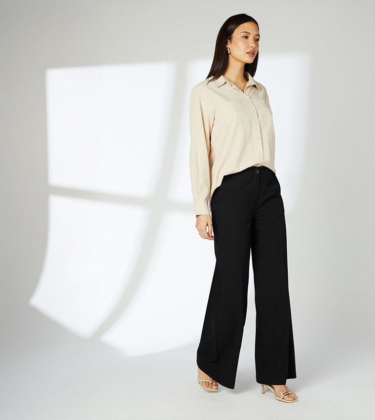 Pocket Detail Wide Leg Trousers