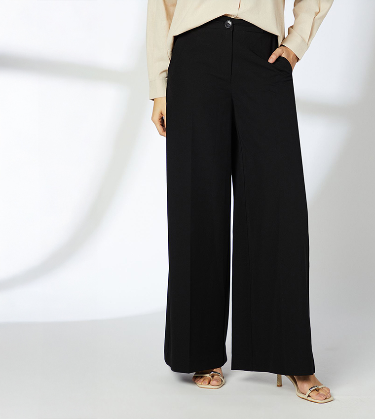 Pocket Detail Wide Leg Trousers