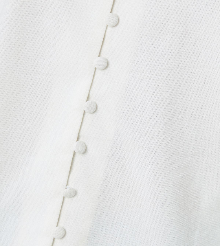 Puff Sleeves Button Front Linen Shirt