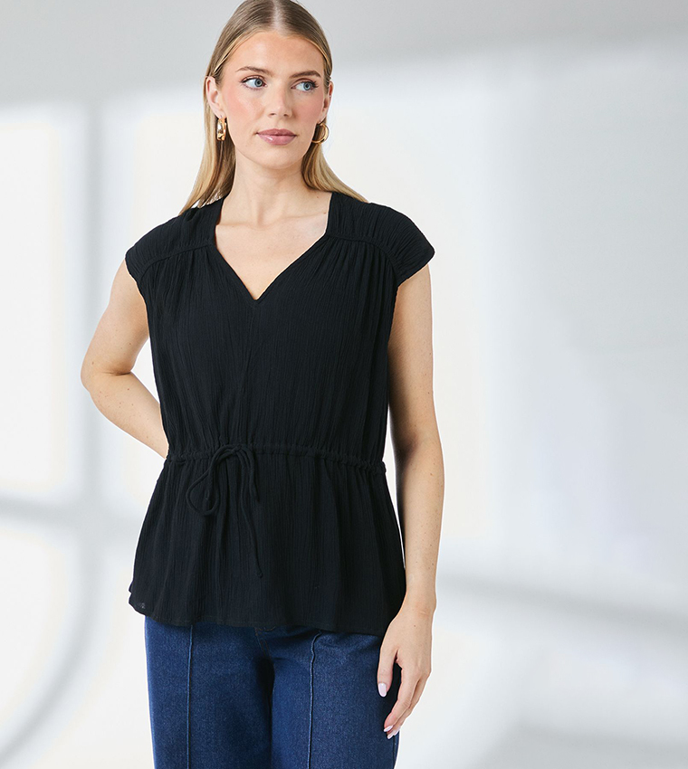 Drawstring Waist Sleeveless Top