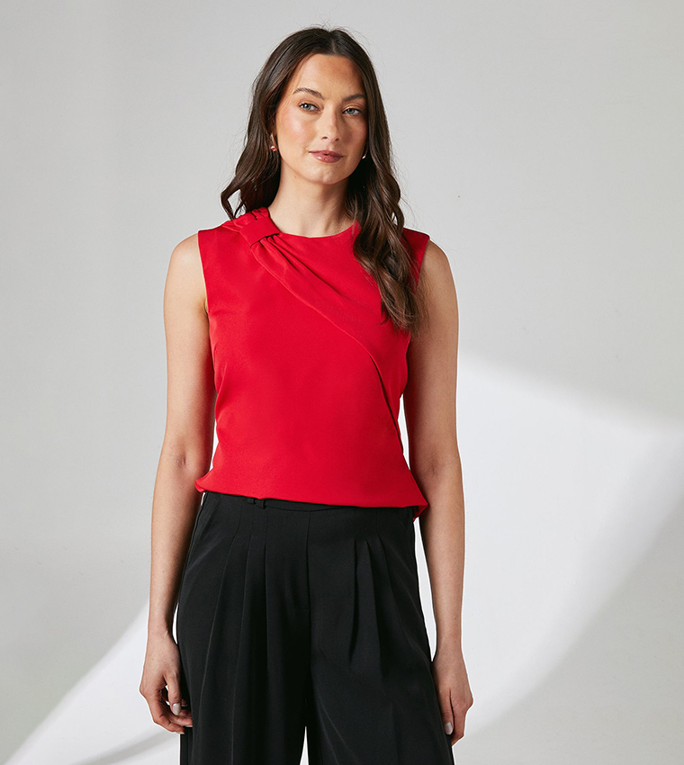 Knotted Neck Detail Sleeveless Top