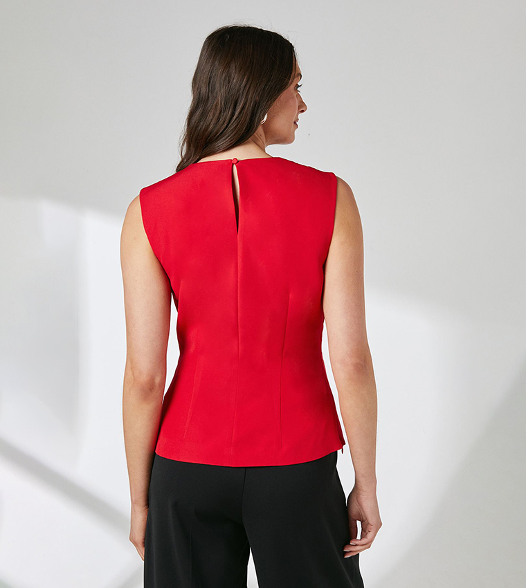 Knotted Neck Detail Sleeveless Top
