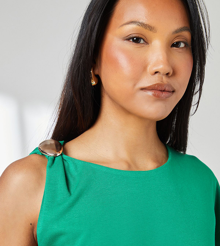 Asymmetric Trim Detail Jersey Top