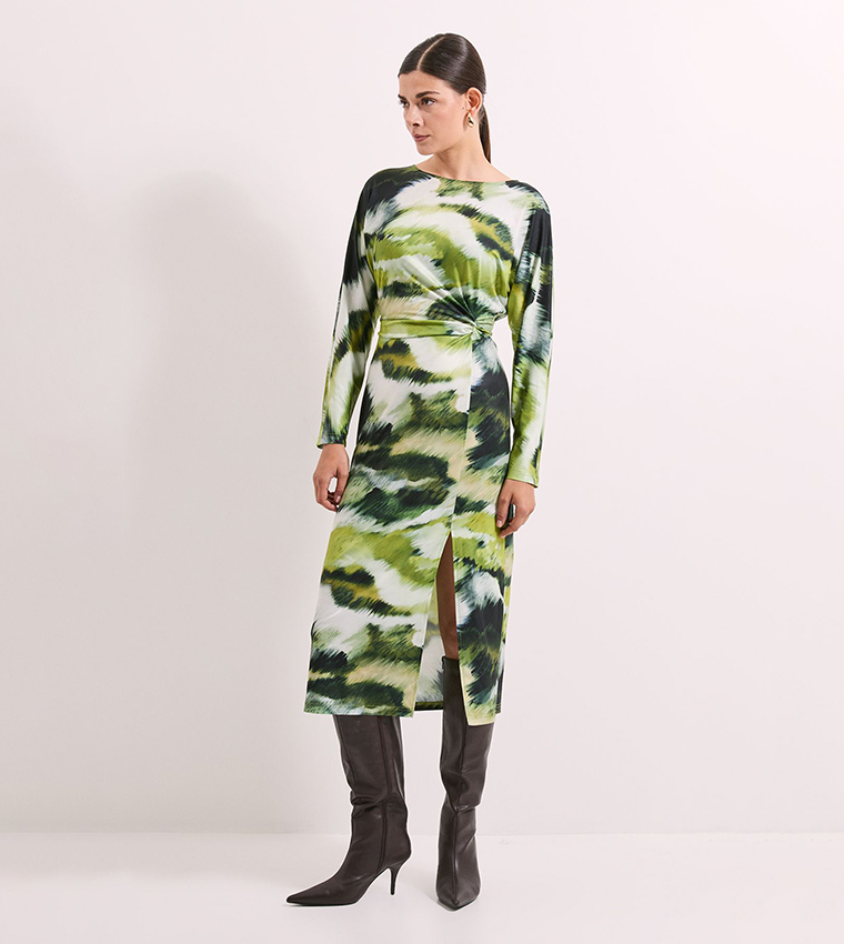 principles green dress Green Principles Panelled Broderie Fit and Flare Dress
