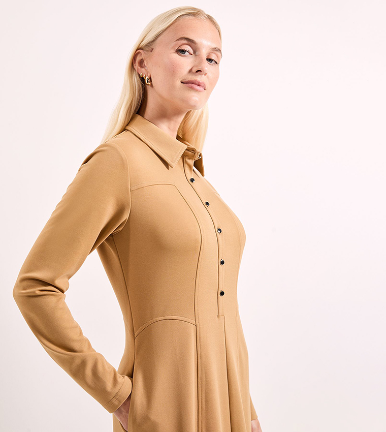 Ponte Seam Detail Midi Dress