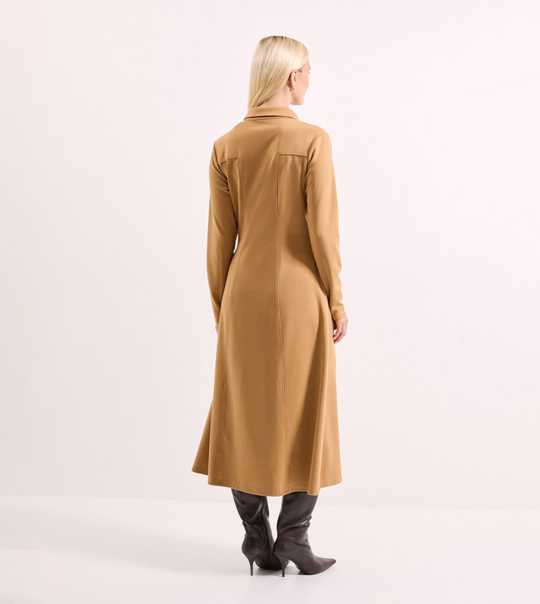 Ponte Seam Detail Midi Dress