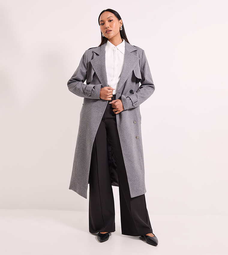 Long Sleeves Twill Trench Coat