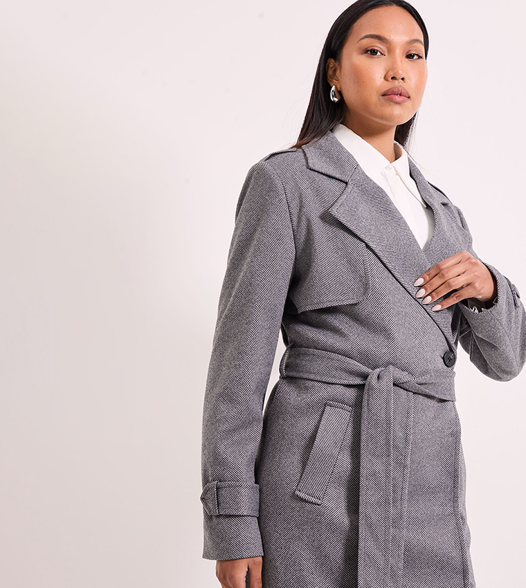 Long Sleeves Twill Trench Coat