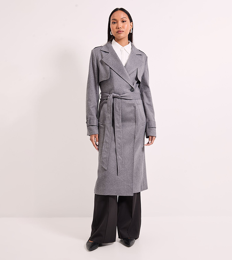 Long Sleeves Twill Trench Coat