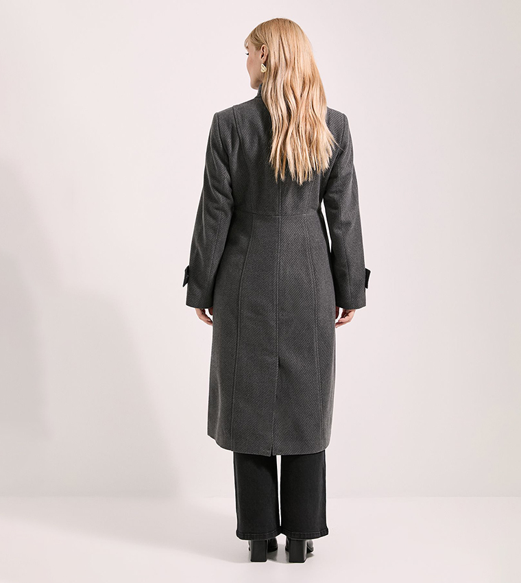 Buy Principles Military Wrap Button Up Coat In Grey | 6thStreet Bahrain