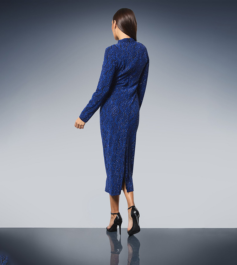 Cut-Out Detail Sparkle Jersey Midi Dress