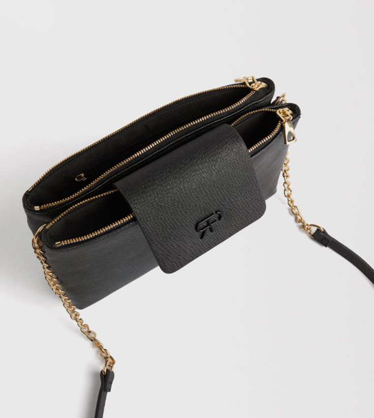 Textured Flap Crossbody Bag