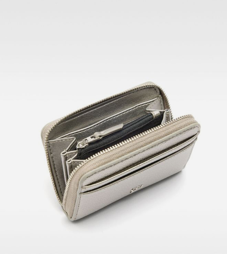 Textured Zip-Around Mini Wallet