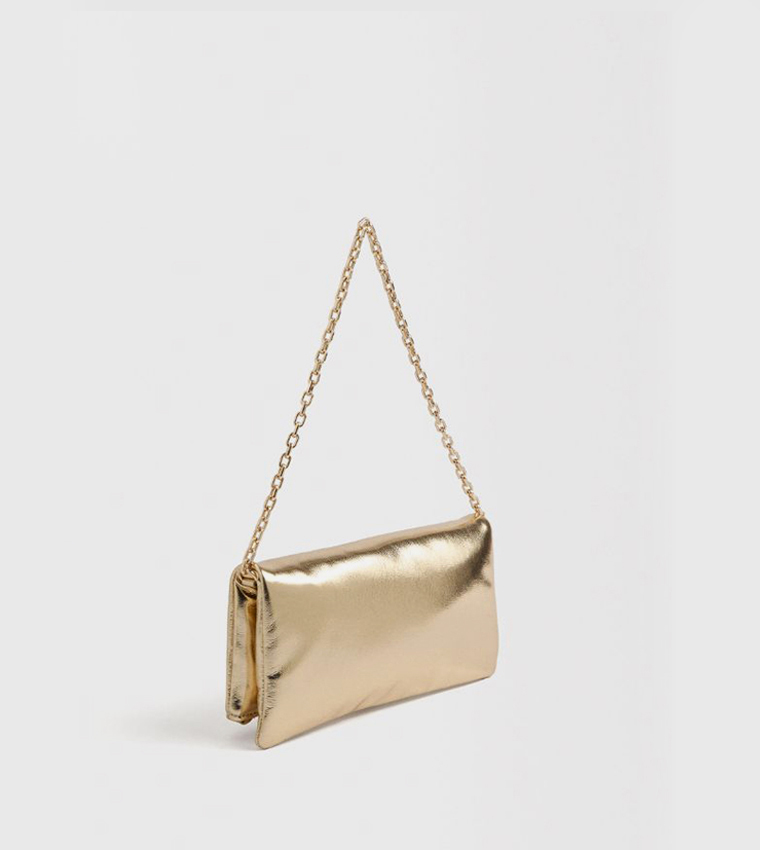 Metallic Zip-Closure Clutch Bag