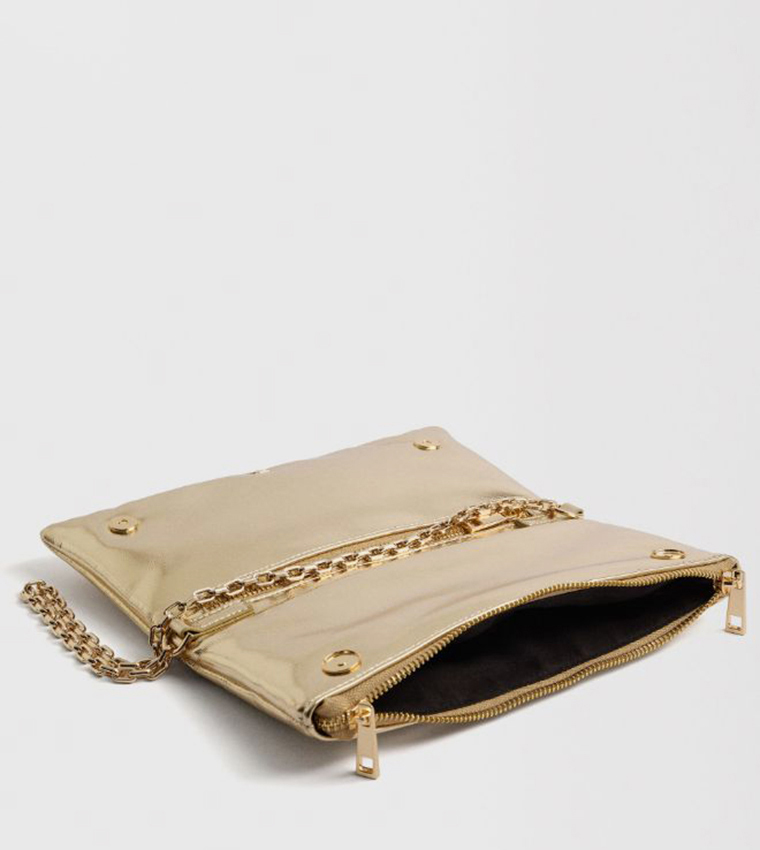 Metallic Zip-Closure Clutch Bag