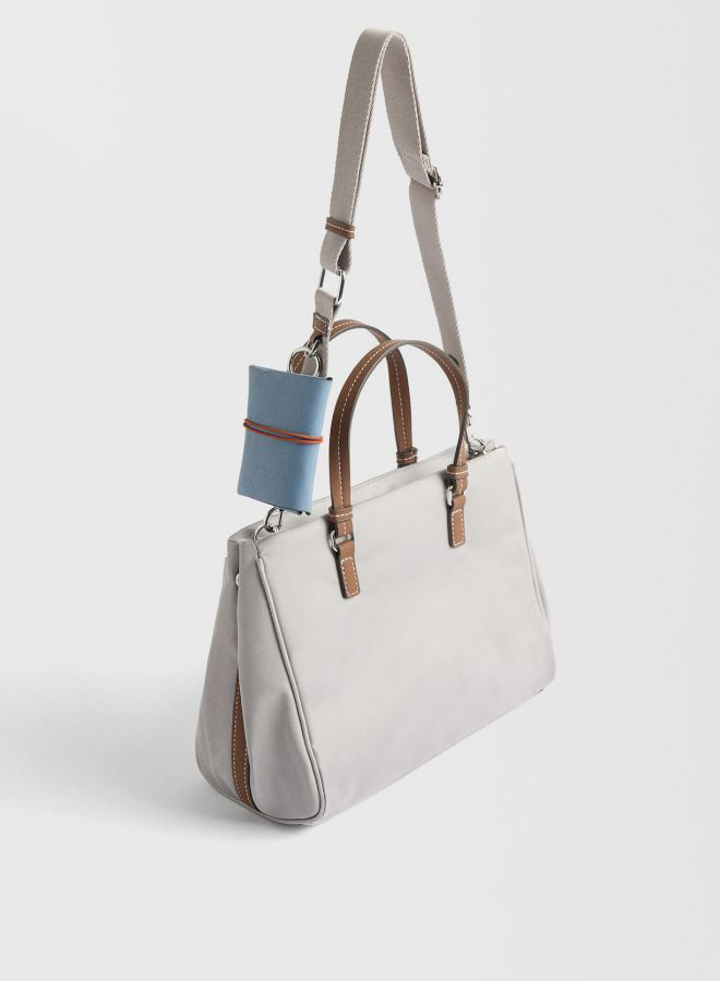 Solid Front Pocket Nylon Tote Bag