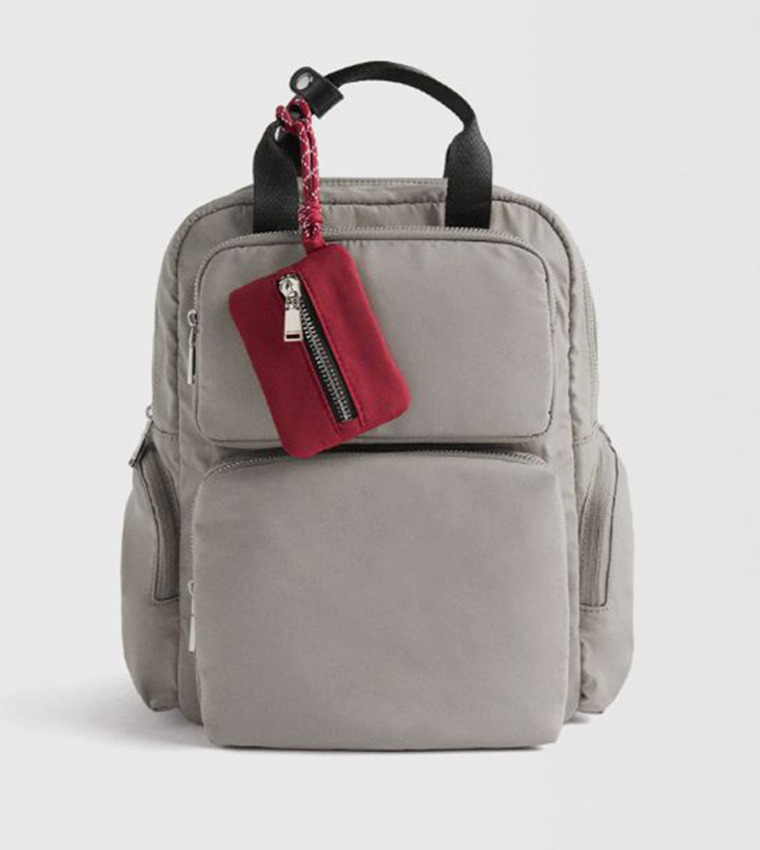 Textured Front Pocket Nylon Backpack
