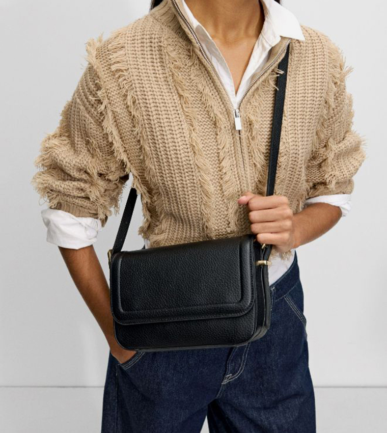 Textured Flap Crossbody Bag