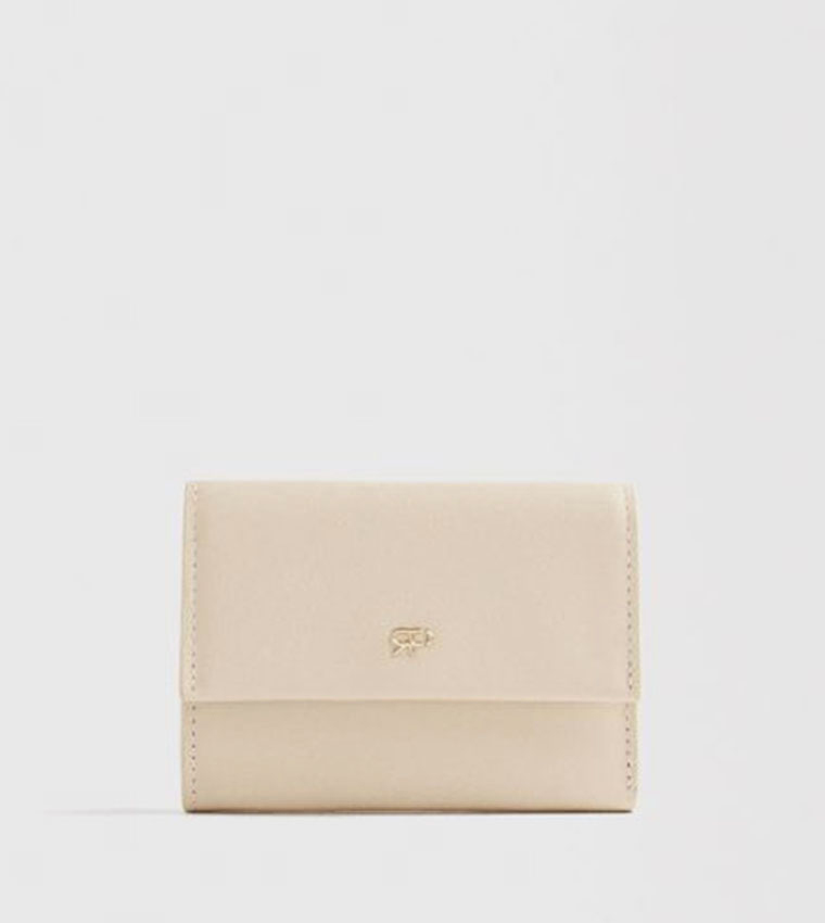 Textured Leather Tri-Fold Wallet