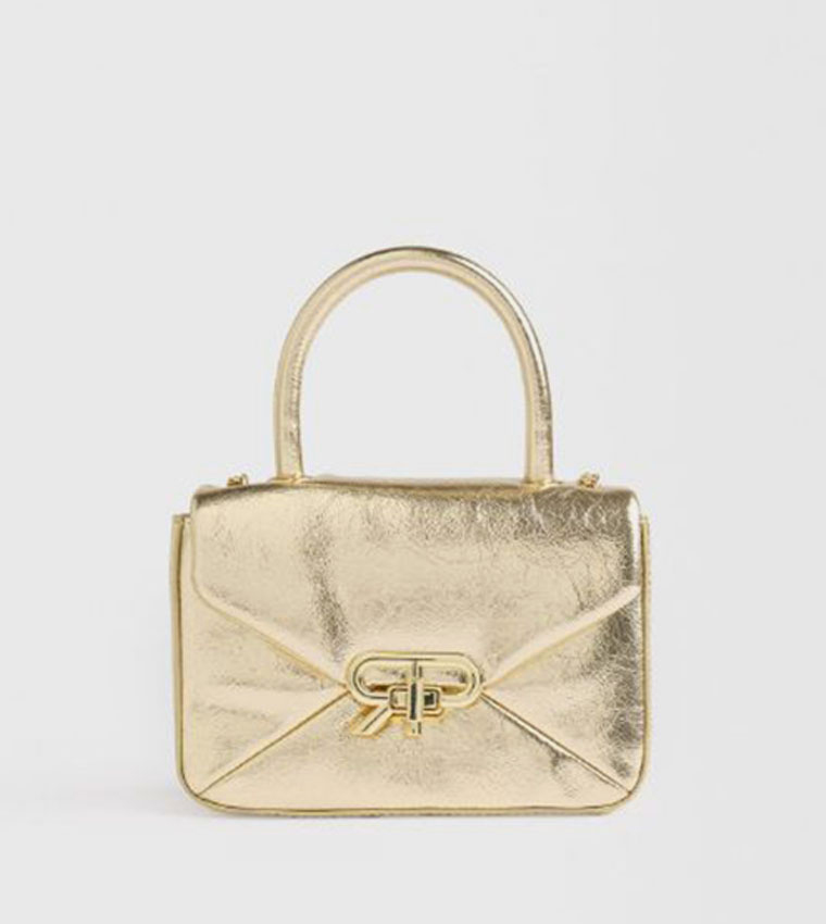 Metallic Twist Lock Top-Handle Bag