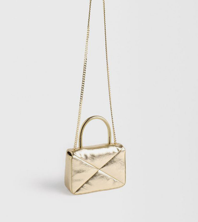 Metallic Twist Lock Top-Handle Bag