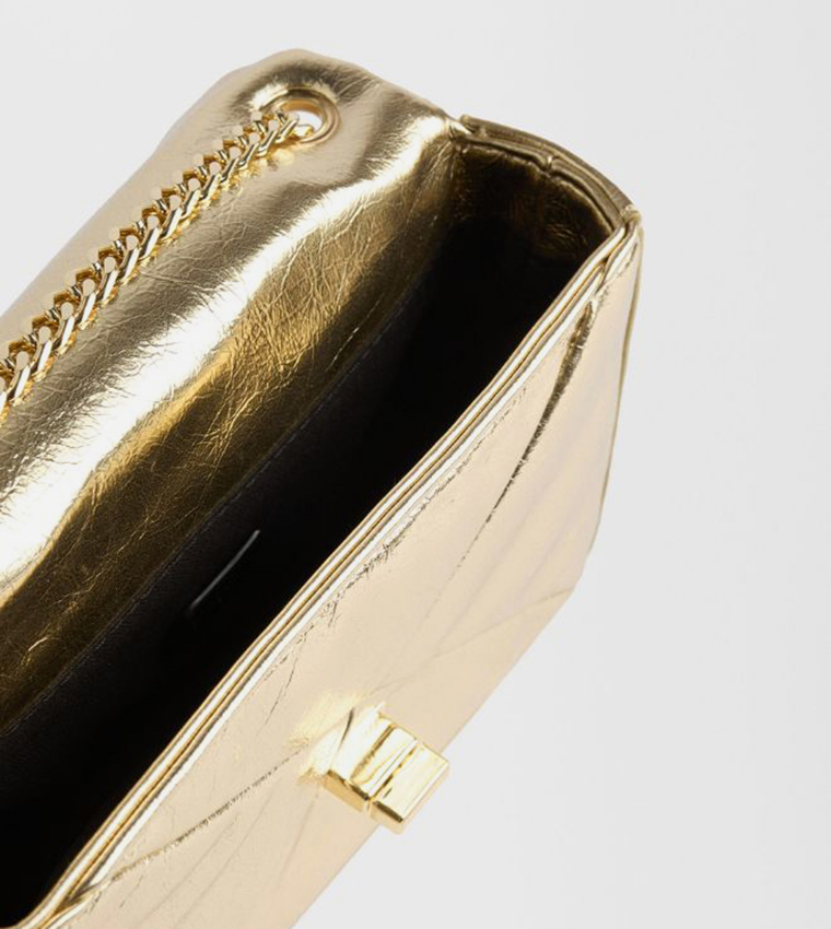 Metallic Twist Lock Top-Handle Bag