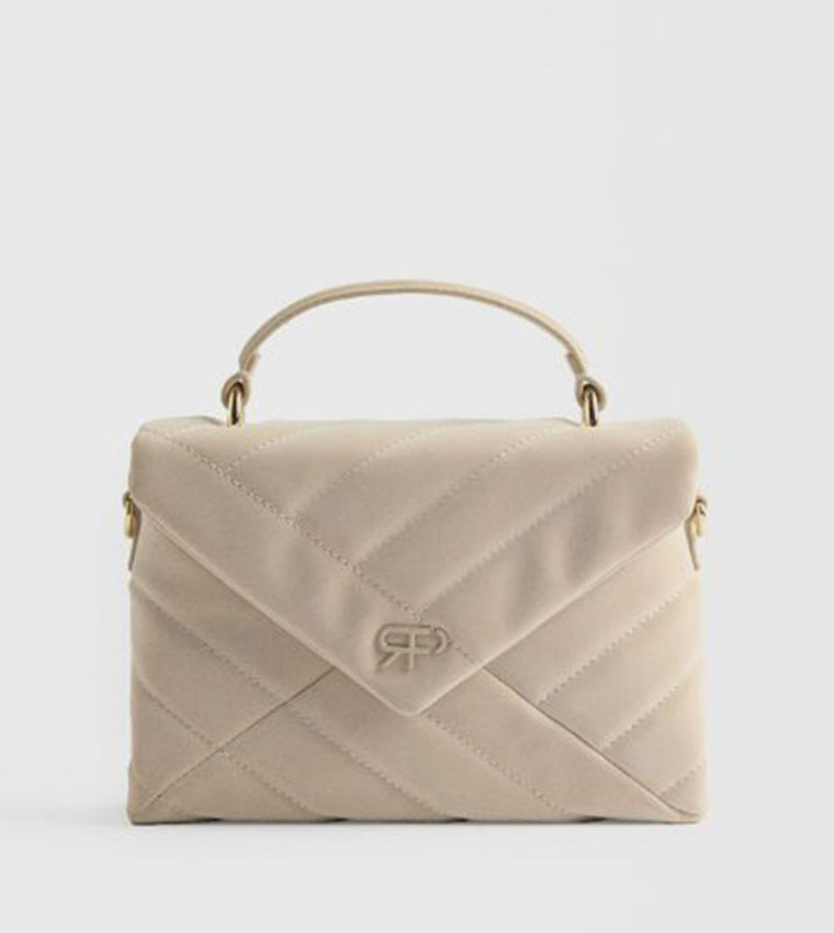 Textured Flap Top-Handle Bag