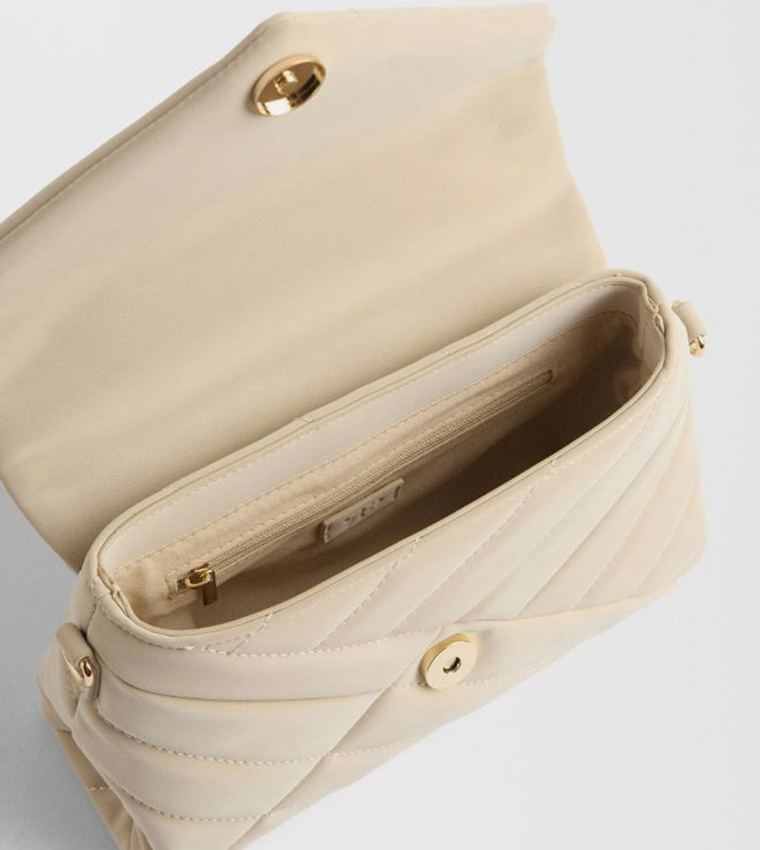 Textured Flap Top-Handle Bag
