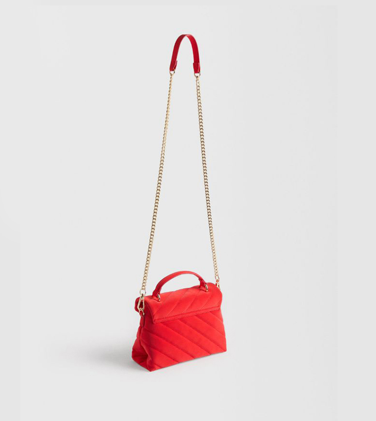 Textured Flap Top-Handle Bag