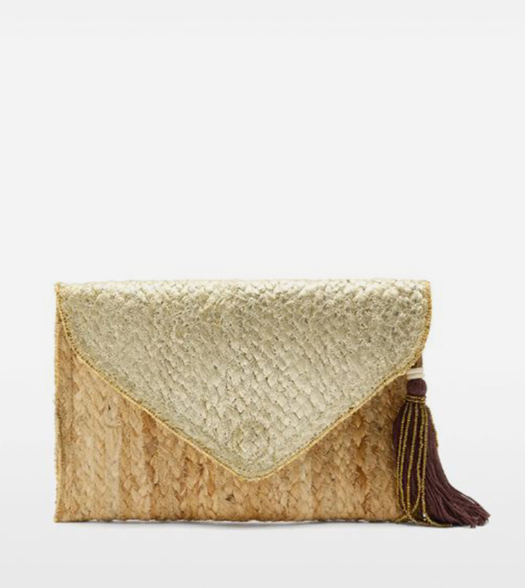 Textured Jute Clutch Bag