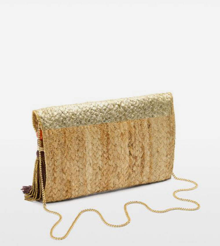 Textured Jute Clutch Bag