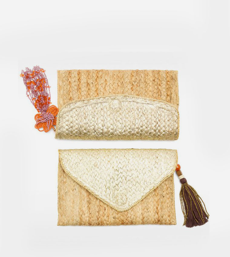 Textured Jute Clutch Bag