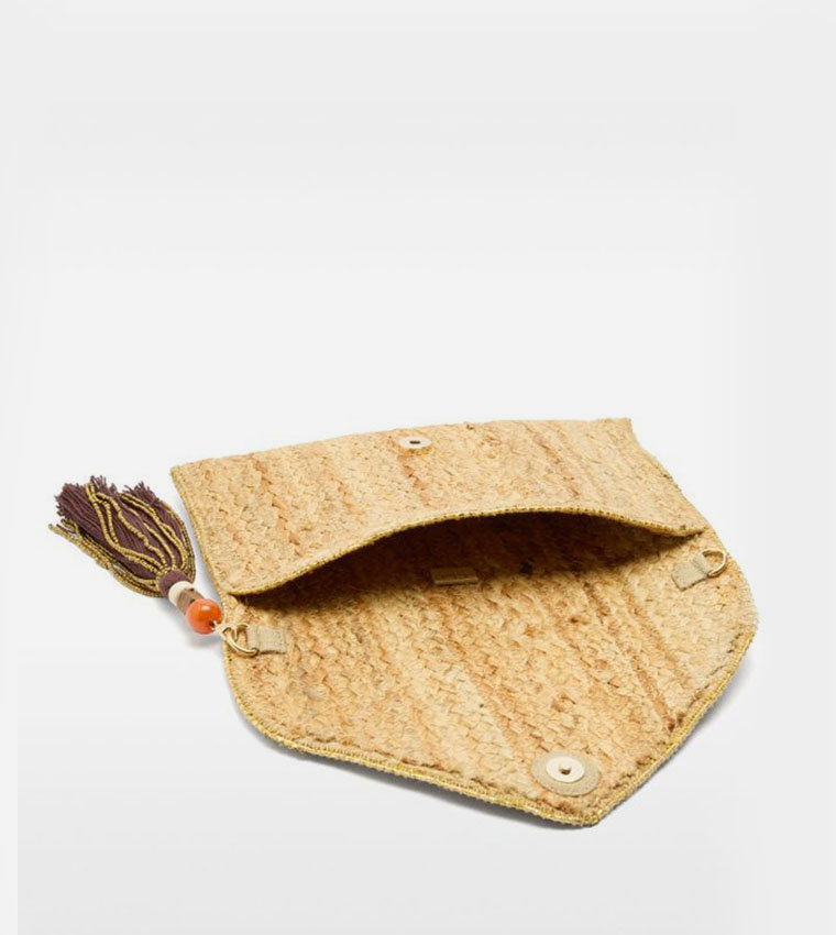 Textured Jute Clutch Bag